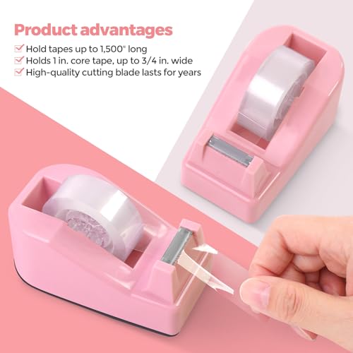SKYDUE Pink Desk Accessories 11Pcs with Rotating Pen Holder for Desk - color: Pink
