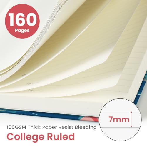 Taja Pretty Lined Journal for Women, Aesthetic Hardcover Leather Journal - color: T-Cat Fiesta, size: A-Lined