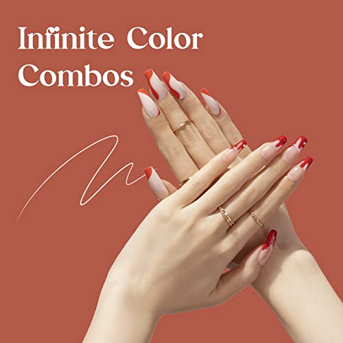 Beetles Gel Polish 12 Pcs Liner Nail Art Set White Nude Red Green Brown - color: C - Multicolor-12-2