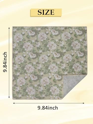 Luckyvestir Floral Pocket Squares for Men Cotton Flower Handkerchief Formal Wedding Party Graduation - color: Green White