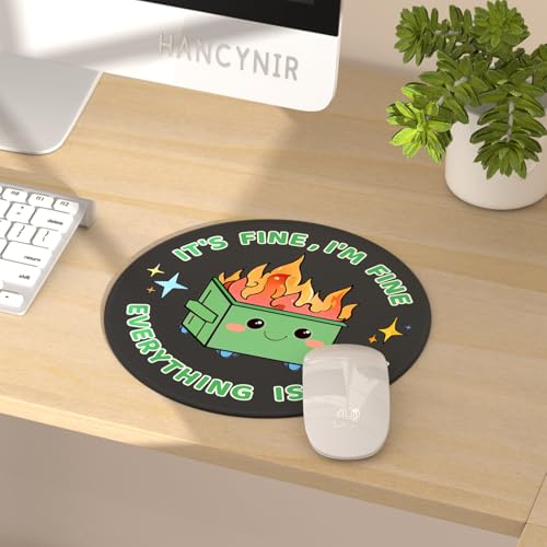 Hancynir 2Pcs Funny Mouse Pad, Dumpster on Fire Round Mousepad for Desk - color: 00-2Pcs Funny Dumpster