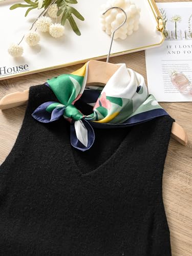 100% Mulberry Silk Scarf - 21" Square Lightweight Neckerchief, Gift Packed - color: Green-2
