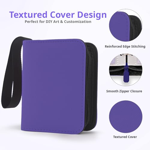1 Pocket Card Binder with Zipper, 100 Pockets Mini Trading Card Album, Premium PU Leather Single Card Binder, Small Display Folder for TCG & Sports Cards - color: Purple, size: 1-Pocket