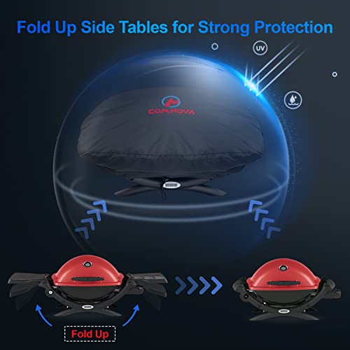 Comnova Weber Q Series Grill Cover - Heavy Duty & Waterproof, 26.5 Inch BBQ Cover for Q1000, Q1200, Q1400 - color: Premium Black - Tabletop Q1000 & Q100