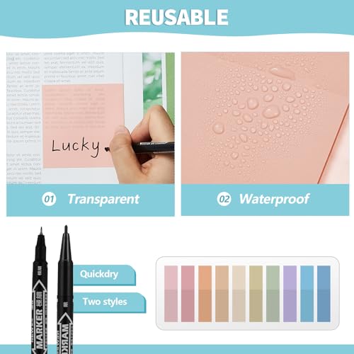 Jutom 39 Pcs Aesthetic Book Annotation Kit,Light Blue,Classic Style - color: Light Blue, style: Classic Style