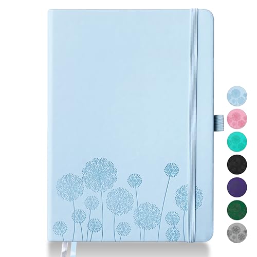 Notebook Journal for Women,A5 Hardcover Leather Journaling Notebooks for Work,200 Pages Travel Journal for Women Men with Pen Holder and Ribbon,5.78"×8.34"(Blue) - color: Blue