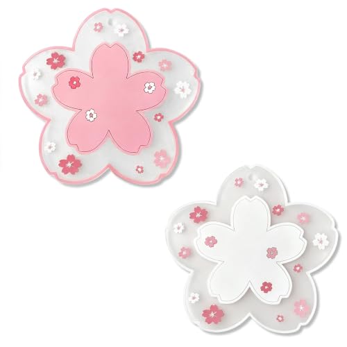 Kawaii Pot Holders for Kitchen Essentials Decor Pink Cherry Blossom Decor - size: Trivets 2pcs