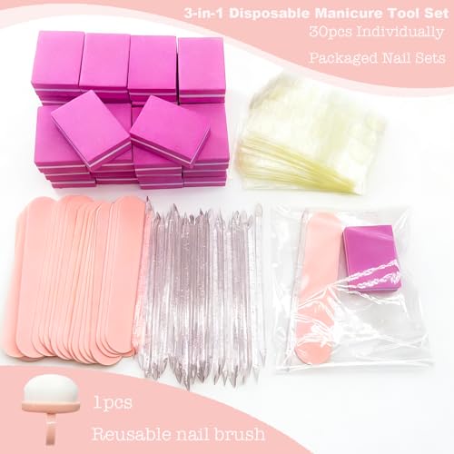 4-Piece Disposable Nail Kit, 30PCS Nail Tool Kit for Toenail Press on Nail