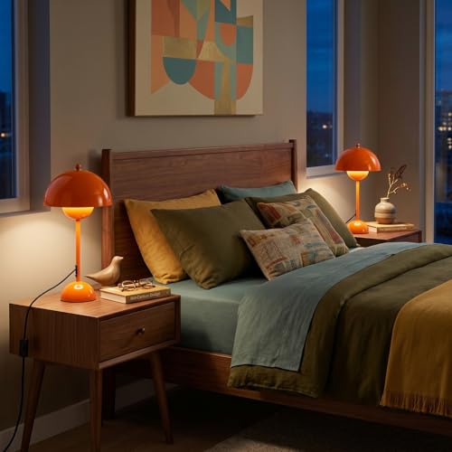 Creative Mid-Century Modern Bud Table Lamp for Home&Office, Pastel Orange - color: Pastel Orange