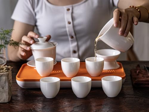 KEYDUACU Gaiwan Tea Set,Chinese Gongfu Tea Set,Portable for Adults,Travel - style: Travel-China Fu