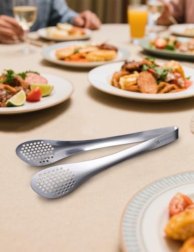 MSY BIGSUNNY 11Inch Kitchen Cooking Food Tongs Stainless Steel Buffet Tongs (silver, 2 pack) - color: silver 11" Serving Tongs