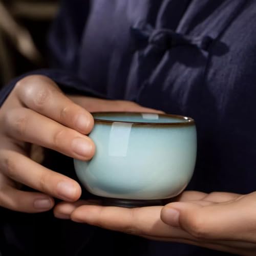 KAMMAK Japanese Tea Cups, 4 Oz Small Handmade Ceramic Teacups, Set of 2 - style: Imperial Kiln-Meditation