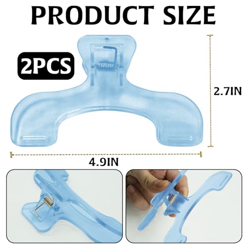2Pcs Strong Book Clip Transparent Blue Book Page Holder Clips, Page Holders Book Reading Opener Accessories, Multifunctional Practical Book Clips Transparent Portable Reading Book Page Holders - color: Blue