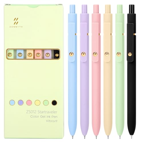 Ddaowanx Colored Gel Pens Set,0.5mm Retractable Quick Dry Ink Pens - color: 12Pcs-Aesthetic Colors, size: 1 Count (Pack of 6)