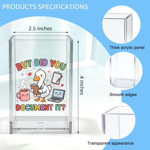 But Did You Document It Acrylic Pencil Holder, Cute Goose Nurse Office Desk Accessory Holder, Birthday Christmas Appreciation Gifts for Women Nurse Doctor RN Coworker, Humor Office Decor - color: Clear 2