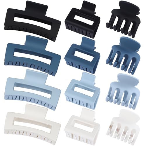 SMKSL 12 Pcs Hair Claw Clips for Women & Girls 3 Styles Hair Accessories - color: Blue