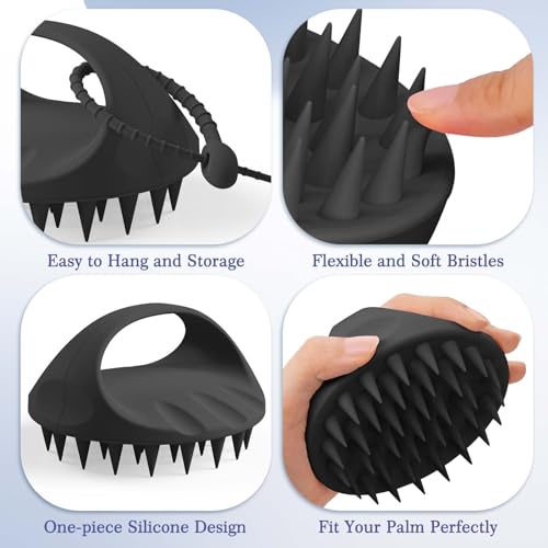 Manmihealth Large Hair Scalp Scrubber, One-piece Silicone Scalp Massager - color: Style 2(black)