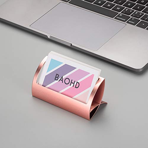 Metal Business Card Holder for Desk - Modern Aluminum Business Card Display Holder Stand, Desktop Name Card Rack Organizer, Rose Gold - color: Rose Gold