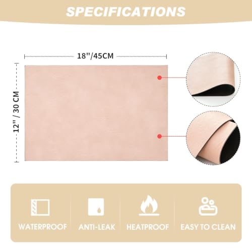 Artoid Mode Pink Faux Leather Placemats Set of 4 - color: Pink, size: 12" x 18", Rectangular Set of 4