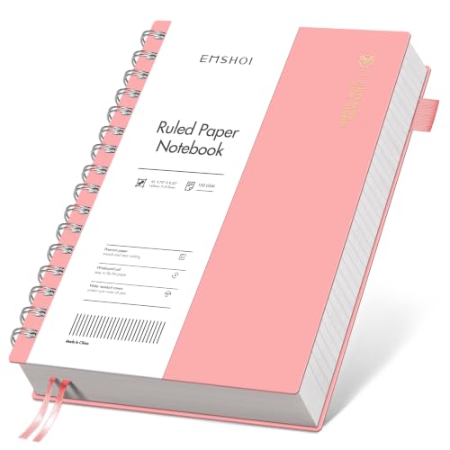 EMSHOI Lined Spiral Journal Notebook, 300 Pages, A5 Size (5.7'' x 8.2'') - color: Pink, size: A5