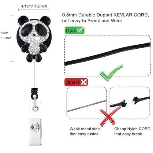 Crystal Badge Reels Retractable ID Holder with Cute Animals Design 5 Pack - color: Bear,cat,owl,panda