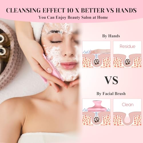 VWMYQ Silicone Face Scrubber - Exfoliating Face Scrubber for Women and Man, Gentle Facial Cleansing Brush Blackhead Acne Pore Pad Cradle Cap, Manual Soft Face Wash Brush for Deep Skin Care - color: Pink-mz
