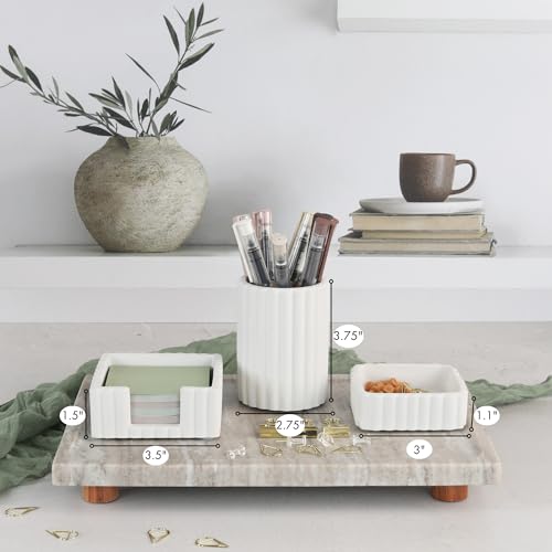 Modern Aesthetic Desk Accessories Set of 3 - Stylish Concrete Organizers - color: Gray