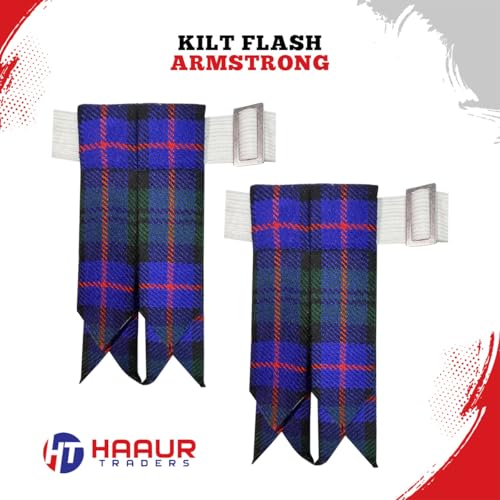 Men's Men's Tartans Kilt Flashes with Heavy Buckle Elastic Adjusters Fit - color: Armstrong