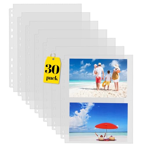 Sooez 30 Pack 5x7 Photo Sleeves for 3 Ring Binder, Hold 120 Pictures - size: 5x7" 2-Pocket