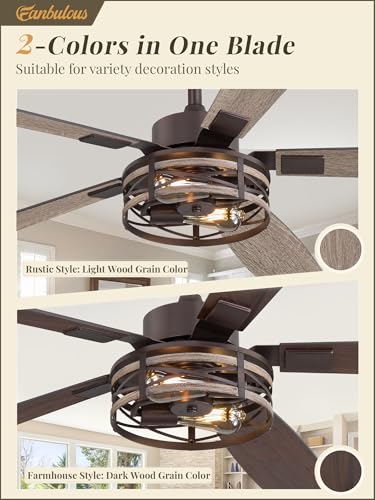 Fanbulous Ceiling Fan with Light & Remote, 60" Farmhouse Caged, DC Motor - color: Oil Bronze, size: 60 Inch