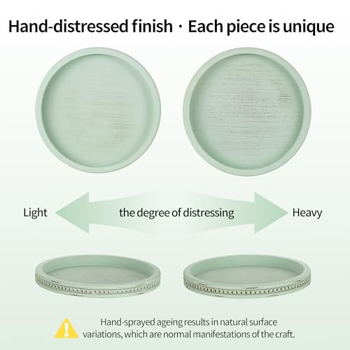 Hanobe Sage Green Decor Tray, Beaded Edge & Distressed Finish - color: Sage Green