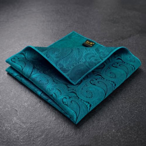 S&W SHLAX&WING Mens Pocket Square Paisley Multicolor Large for Business Wedding - color: Ah77