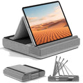 KDD Tablet Pillow Stand, Multi-Angle Viewing Ipad Holder for Lap, Bed and Desk, Foldable Soft Pad Dock with Stylus Mount Compatible with Ipad Pro 12.9, 10.5, 11, Air, Mini, Phones, Books, E-Reader - color: Grey