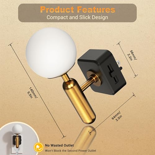 JandCase Night Light Plug in, Night Lights Plug into Wall - color: Gold, size: 2 Pack
