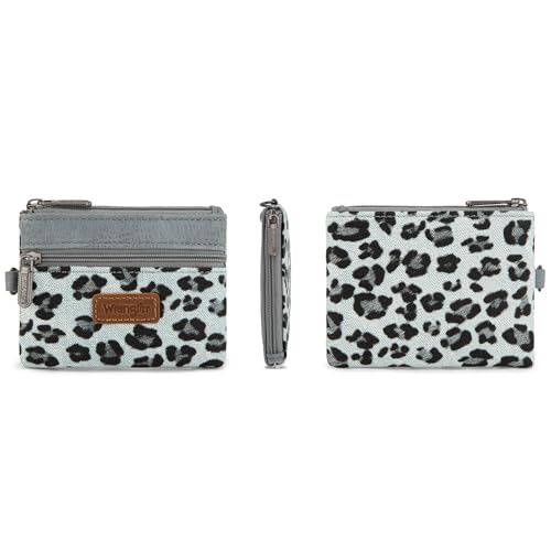 Wrangler Small Wallet for Women Leopard Print Wristlet Wallets Mini Change Pouch Jean - color: Leopard Print Jean