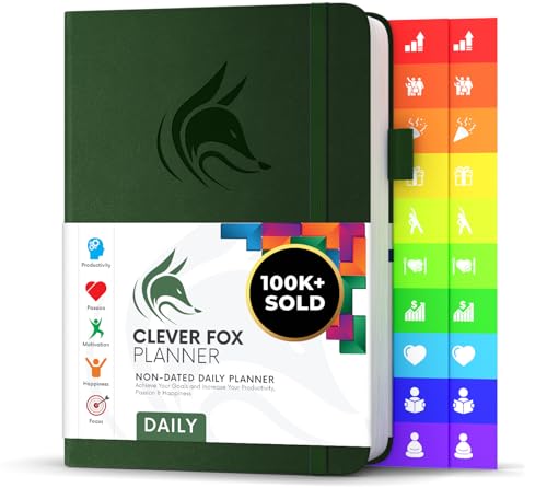 Clever Fox Daily Planner, Undated Professional & College Day, Forest Green - color: Forest Green (Undated)