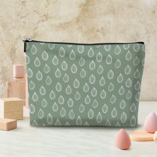 Green Drawn Rain Makeup Bag, Boho Makeup Organizer Cosmetic Bags for Women - color: GreenSeed