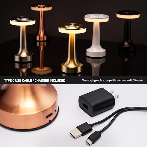 O'Bright Dome Cordless Rechargeable LED Mushroom Table Lamp, Rose Gold - color: Rose Gold