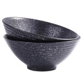 Japanese Ceramic Noodle Bowl Set of 2, 8.2 Inch Black Ramen Pho Bowls - color: Black
