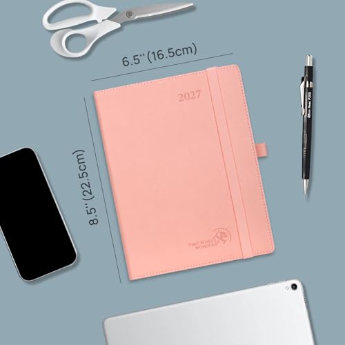 POPRUN 2027 Planner, 6.5" x 8.5", Daily Weekly and Monthly Appointment Book - color: Brown, size: Medium-6.5'' x 8.5'', style: Calendar Year 2027