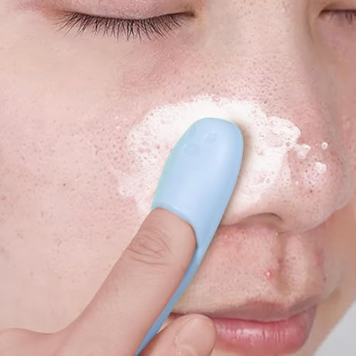 3PCS Portable Silicone Nose Cleansing Massage Brush Finger Shape Cleansing Pore Face Nose BlackheadSkin Care Tools,10.5 * 2.5cm (Light Blue) - color: Light Blue