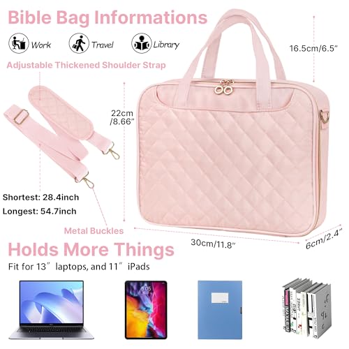 PUGPIU Bible Cover Case for Women, Large Bible Bag with Study Supplies