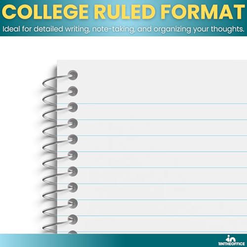 1InTheOffice Wirebound Spiral Memo Books, Memo Pads, 4" x 6", College Ruled, Small Notepad 4x6, Assorted, 50Sheets/Pad, 10 Pads/Pack