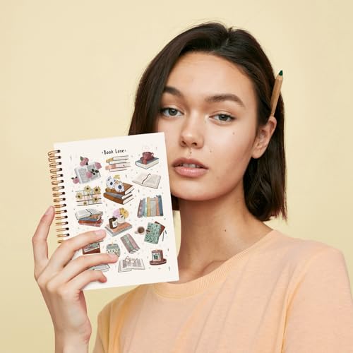 JXREQ Retro Floral Books Notebook, Reading Journal for Book Lovers, Book Club Journal for Women, Gifts for Readers Books Lovers Women, Bookish Gifts Spiral Notebook 5.5x8.3 - color: Book 7