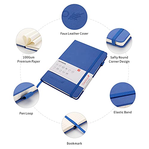 Lined Journal Notebooks with Pen Loop, Hardcover Notebook Journal for Work, 100Gsm Premium Thick Paper with Inner Pocket, Medium 5.7"x8.4", （Blue, Ruled） - color: Blue, size: 1 Pack