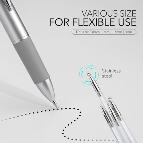 GAOY 4-in-1 Nail Dotting Pen, Manicure Art Tools in Ballpoint Design with Size Marking and Pressing Head, Perfect for Painting, Sculpting, Rhinestones DIY and Salon, Silver