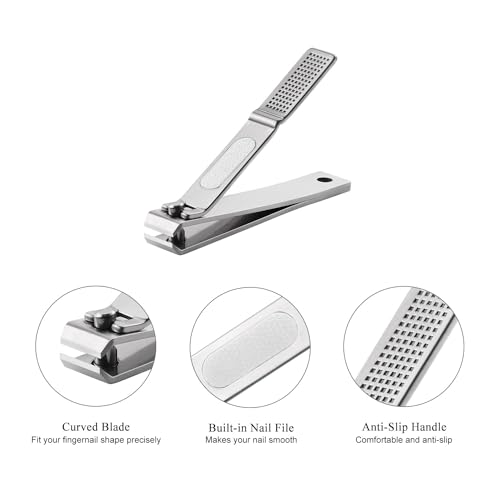 HAWATOUR Nail Clippers Set with Visibly Tin Case, Silver - color: Silver