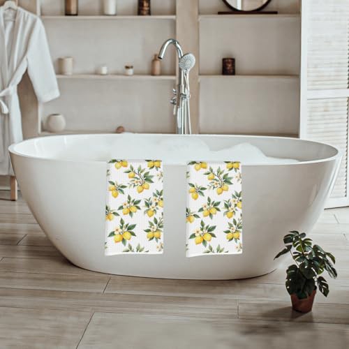 2 Pcs Flower Lemon Kitchen Towels Tea Towel - color: Multi 1600