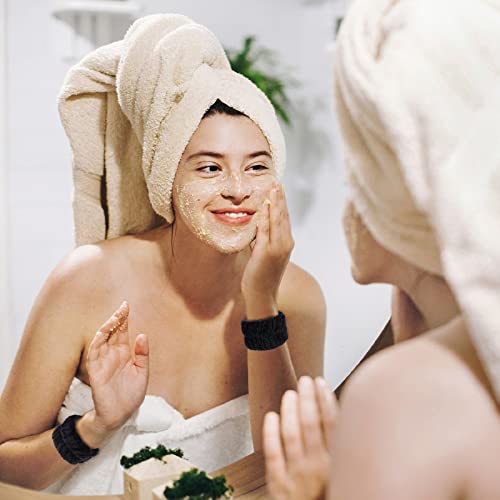 Chuangdi 4 Pairs Wrist Bands for Washing Face Microfiber,Black - color: Black