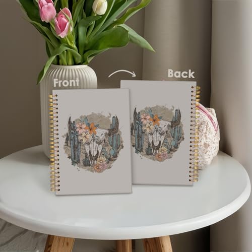 Wheatwin Western Spiral Notebook, Western Gifts for Women, Cowgirl Western Office School Supplies Journal, 5.5x8.3 Inch - color: Western cow skull - 2